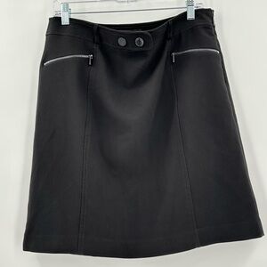 KARL Lagerfeld Paris Women’s Fully Lined Black Skirt w/Silver Zippers Size 8